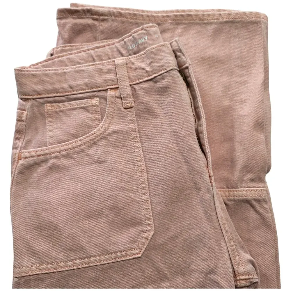 Old Navy Girls Pink Baggy Wide Leg Jeans Youth Size 18 Adjustable Waist